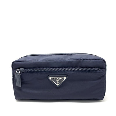 Prada Nylon Toiletry Bag in Navy Saffiano Consignment Shop From Runway With Love