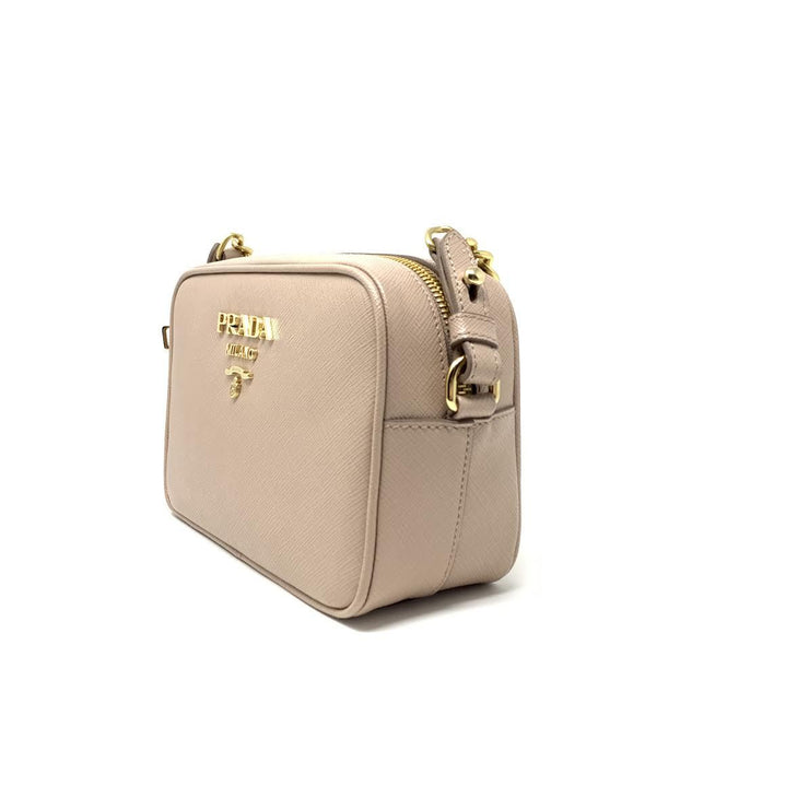 Prada Saffiano Camera Crossbody Beige Nude Gold Leather Consignment Shop From Runway With Love