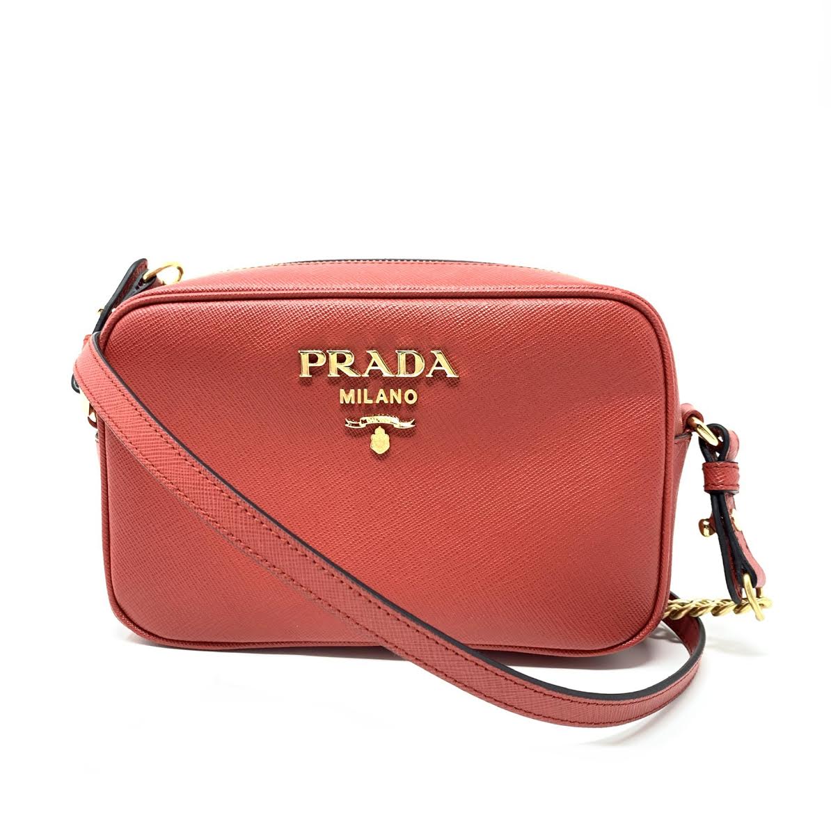 Prada Saffiano Mini Camera Bag in Red Gold Hardware – Coco
