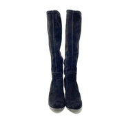 Prada Suede Knee-High Boots Black Consignment Shop From Runway With Love
