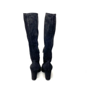 Prada Suede Knee-High Boots Black Consignment Shop From Runway With Love