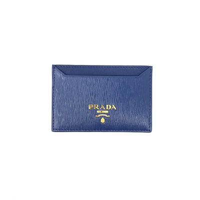 Prada Vitello Move Card Holder Blue Consignment Shop From Runway With Love