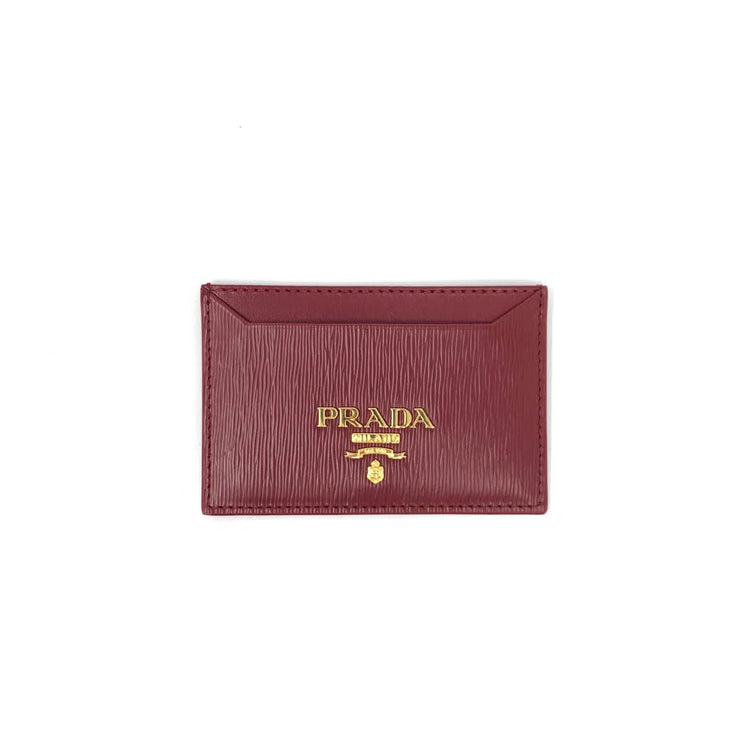 Prada Vitello Move Card Holder Red Leather Consignment Shop From Runway With Love