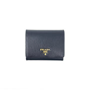 Prada Vitello Move Compact Wallet Black Gold Consignment Shop From Runway with love
