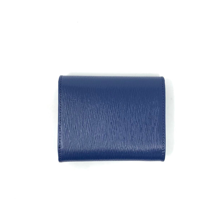 Prada Vitello Move Compact Wallet Blue Consignment Shop From Runway With Love