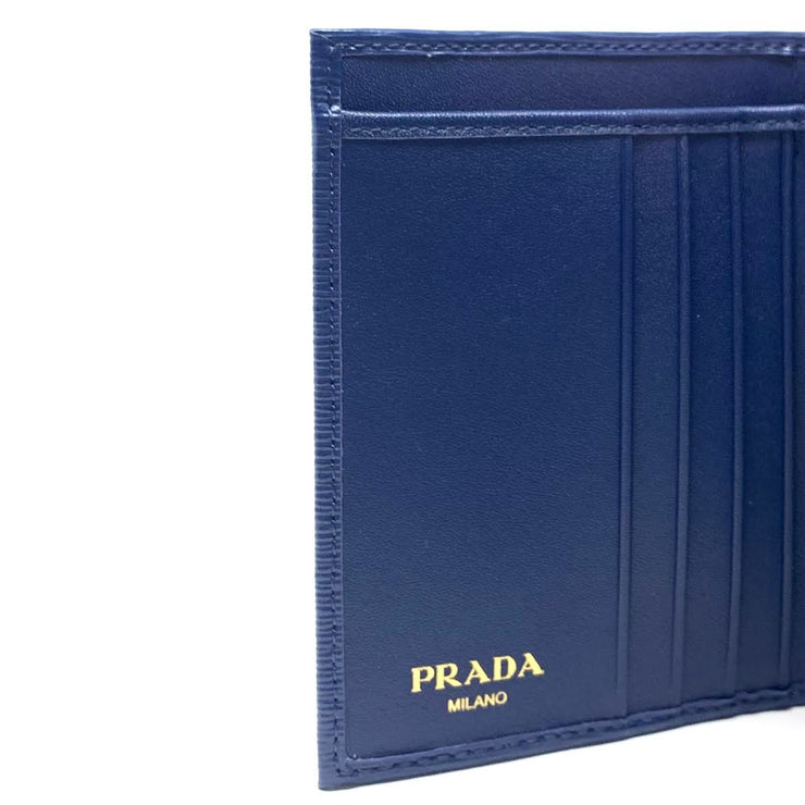 Prada Vitello Move Compact Wallet Blue Consignment Shop From Runway With Love