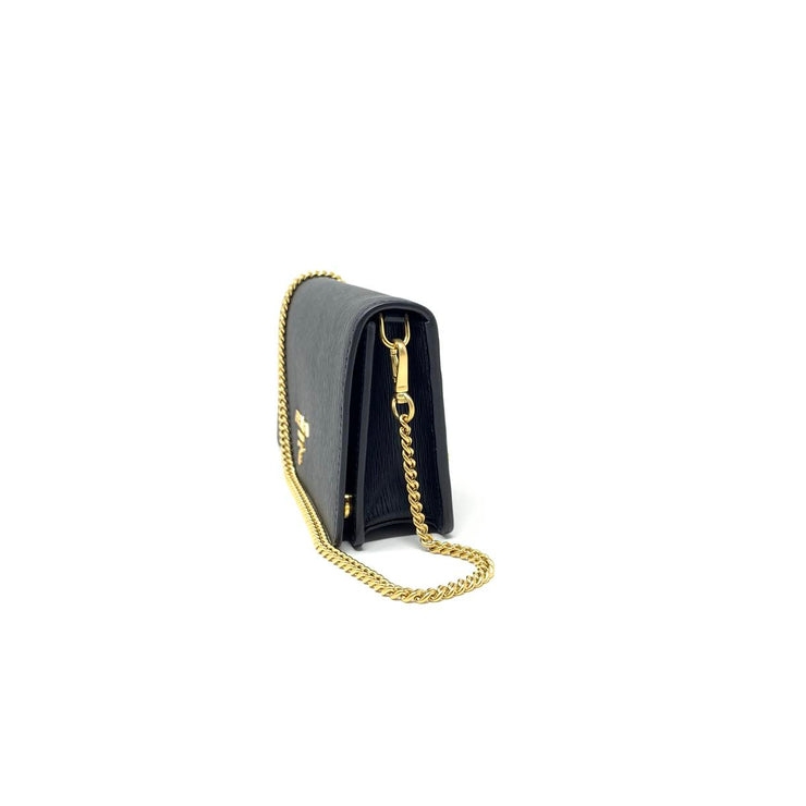 Prada Wallet on Chain Blue Vitello Move Long at 1stDibs