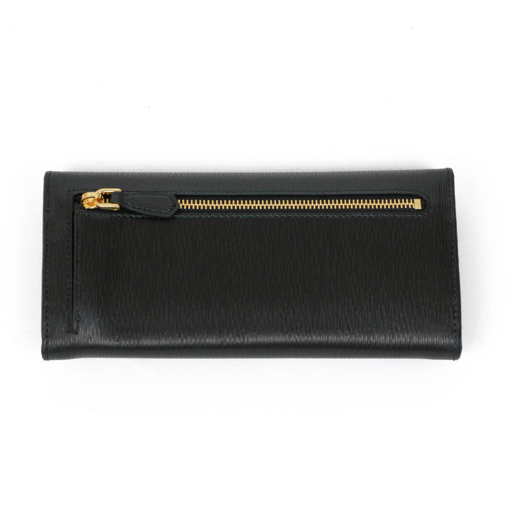 Prada Continental Flap Wallet black leather 