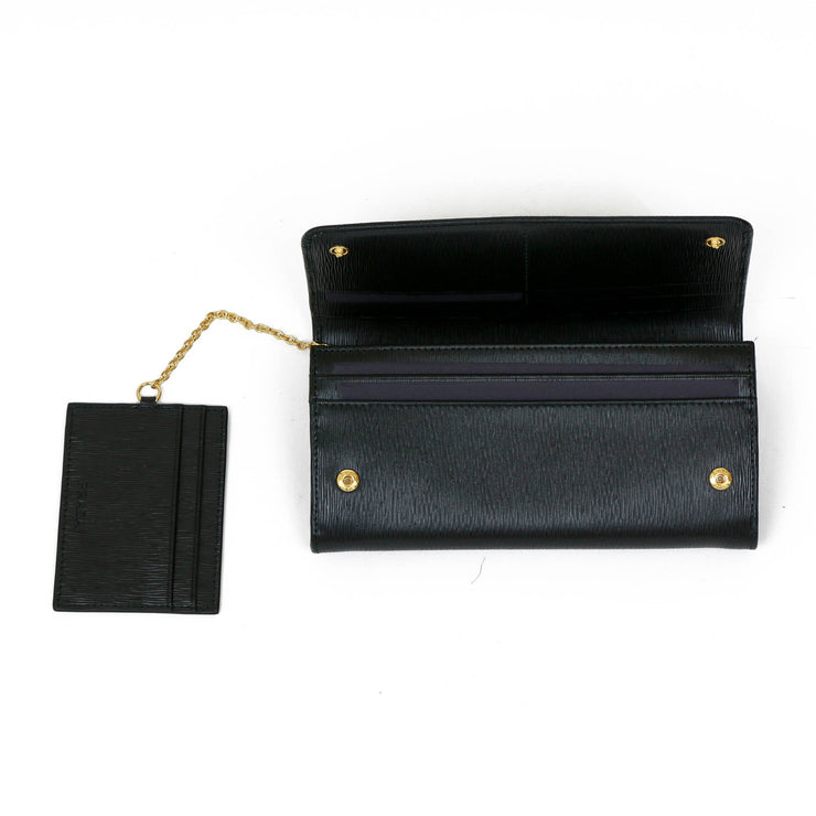 Prada Continental Flap Wallet black leather 
