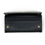 Prada Continental Flap Wallet black leather 