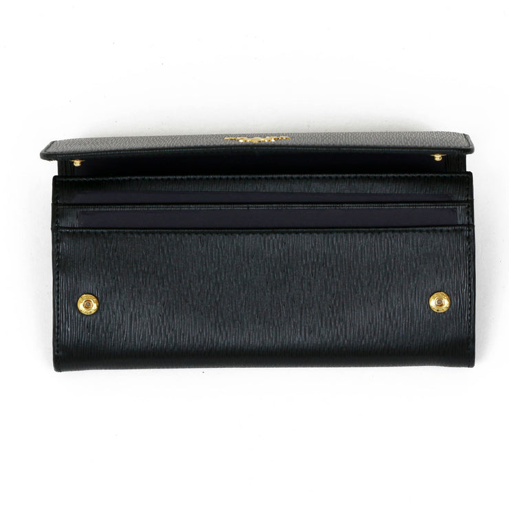 Prada Continental Flap Wallet black leather 