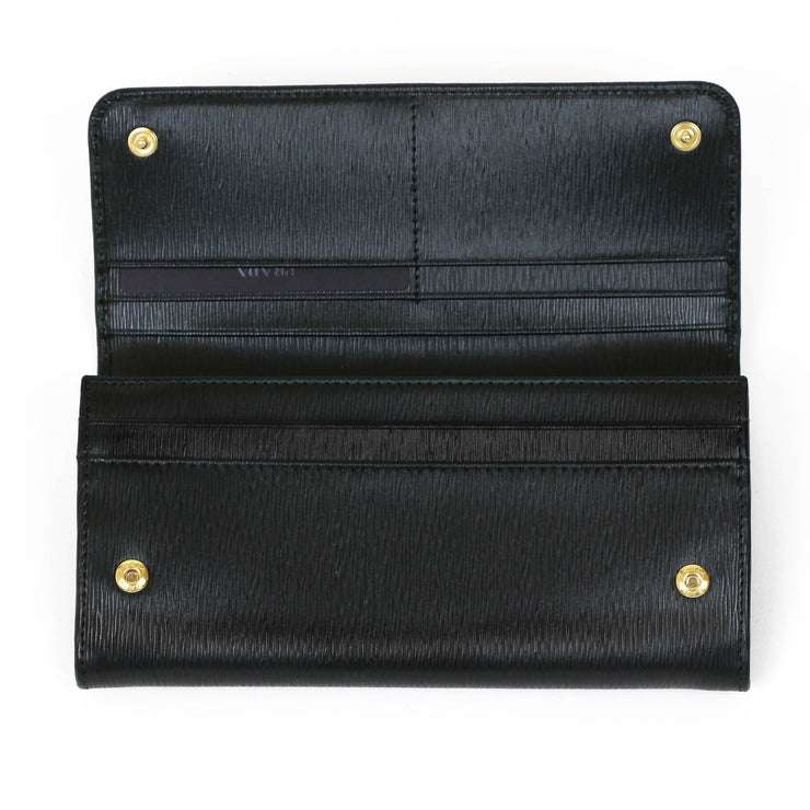 Prada Continental Flap Wallet black leather 