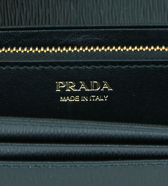 Prada Continental Flap Wallet black leather 