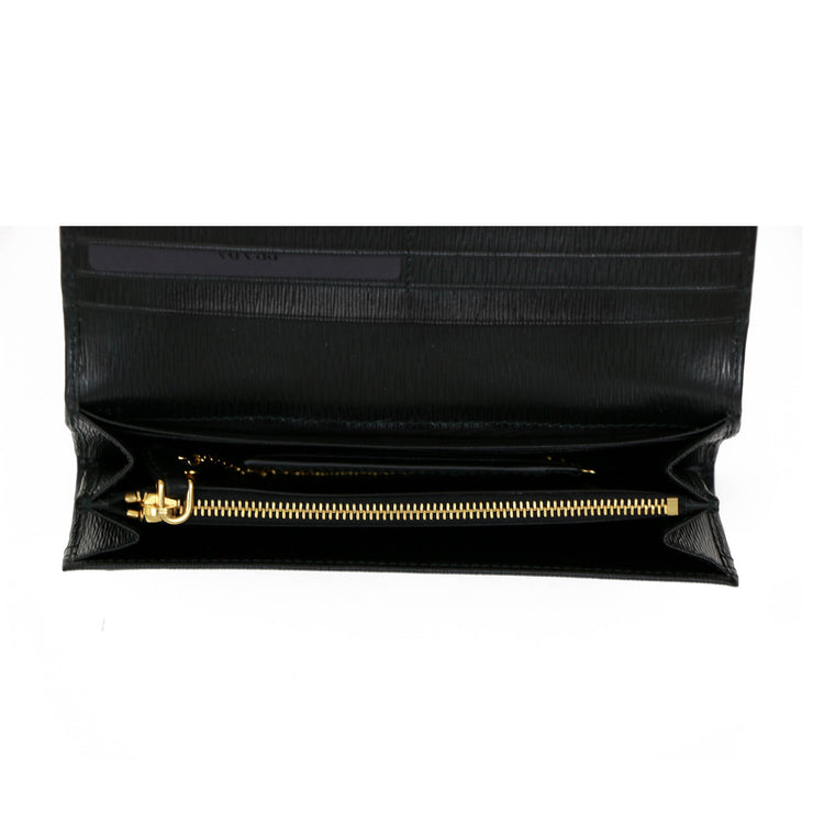 Prada Continental Flap Wallet black leather 