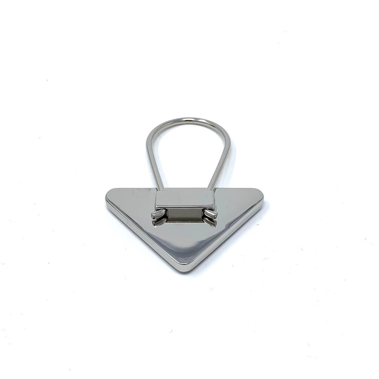 Prada Saffiano Keychain Blue silver triangle 