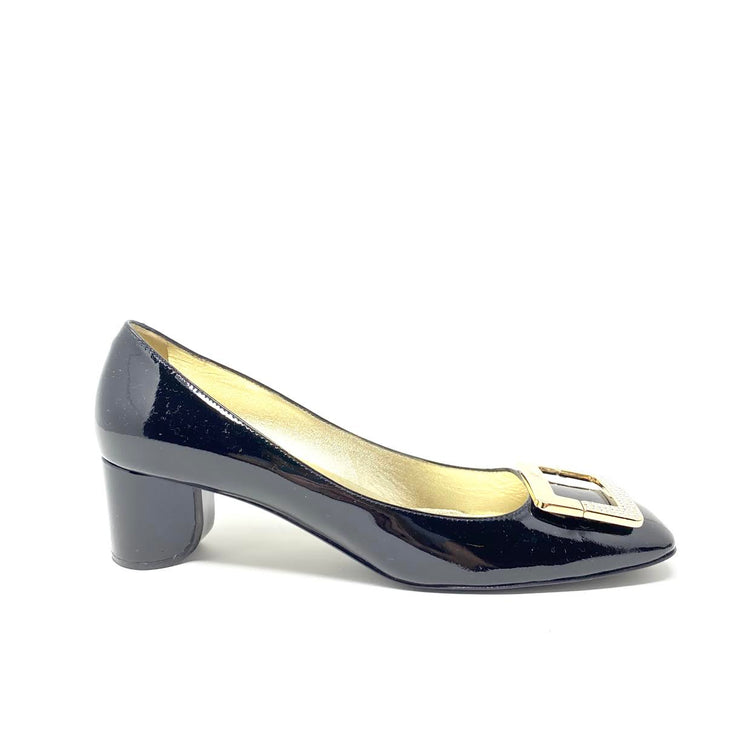 Roger Vivier Crystal Embellished Square-Toe Pumps Heels Black Consignment Shop From Runway With Love