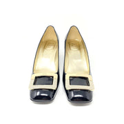 Roger Vivier Crystal Embellished Square-Toe Pumps Heels Black Consignment Shop From Runway With Love