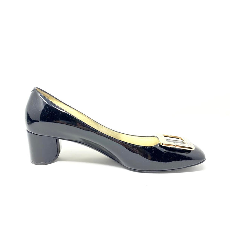 Roger Vivier Crystal Embellished Square-Toe Pumps Heels Black Consignment Shop From Runway With Love