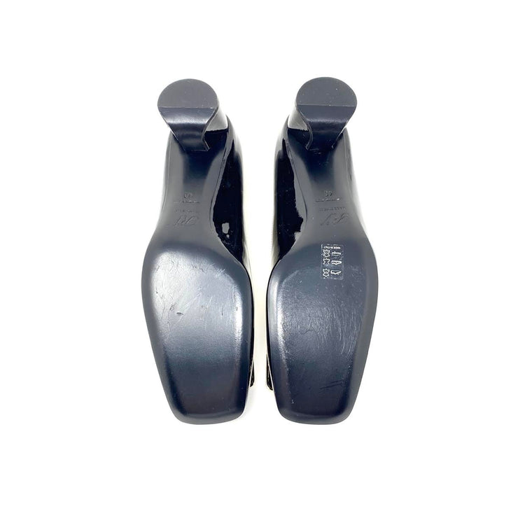 Roger Vivier Crystal Embellished Square-Toe Pumps Heels Black Consignment Shop From Runway With Love