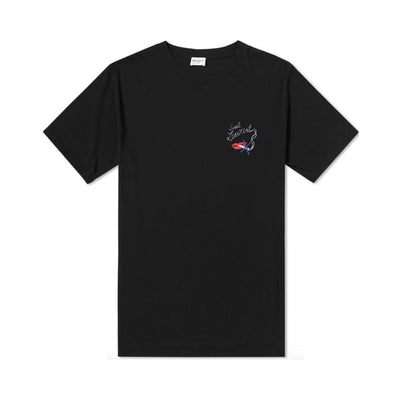 Saint Laurent Black No Smoking Crew Neck T-Shirt Red Lips Consignment Shop From Runway With Love
