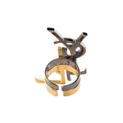 Saint Laurent Deconstructed Monogram Ring Set Two Gold Silver Crystal Consignment Shop From Runway With Love