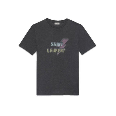 Saint Laurent T-Shirt Gray Lightning Bold Consignment Shop From Runway Wit hLove