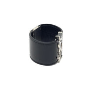Saint Laurent Leather Cuff Silver black YSL Consignment Shop From Runway With Love