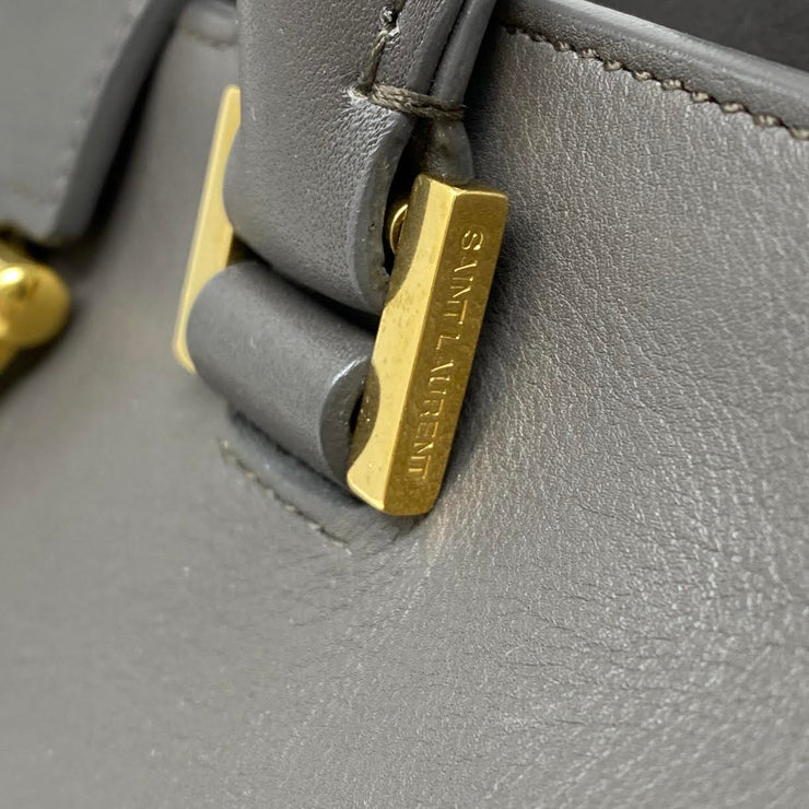 Saint Laurnet Small Classic Cabas Y Bag Gray Gold Consignment Shop From Runway With Love
