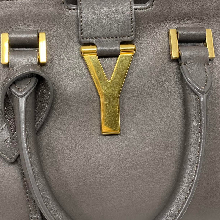 Saint Laurnet Small Classic Cabas Y Bag Gray Gold Consignment Shop From Runway With Love