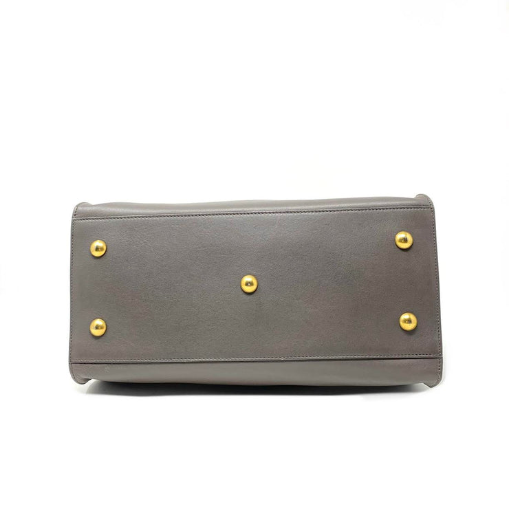 Saint Laurnet Small Classic Cabas Y Bag Gray Gold Consignment Shop From Runway With Love