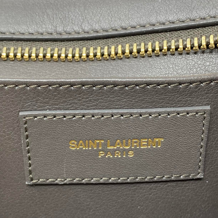 Saint Laurnet Small Classic Cabas Y Bag Gray Gold Consignment Shop From Runway With Love