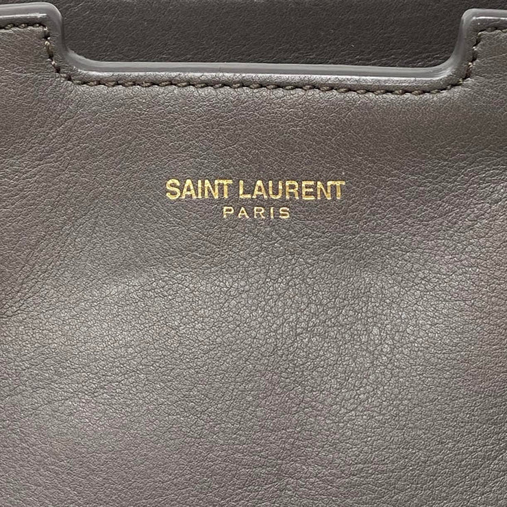 Saint Laurnet Small Classic Cabas Y Bag Gray Gold Consignment Shop From Runway With Love