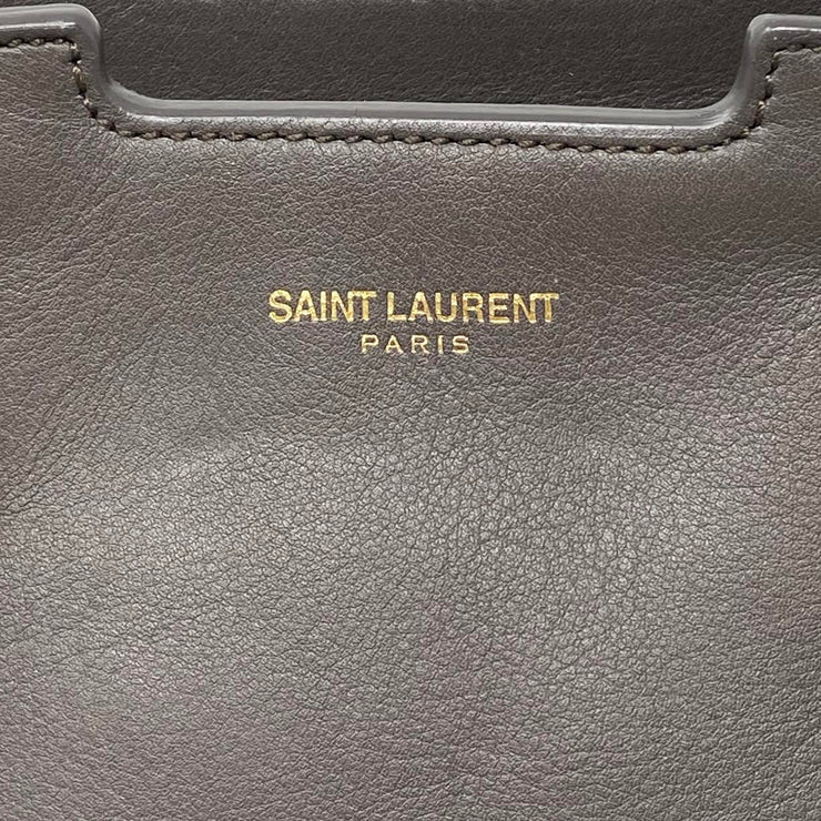 SAINT LAURENT Textured Leather Classic Small Cabas Y Bag Black 94256