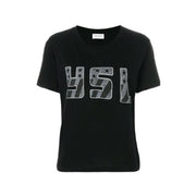Saint Laurent T-shirt Black YSL American Flag logo Consignment Shop From Runway With Love