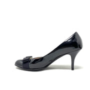 Salvatore Ferragamo Vara Round-Toe Pumps Black Patent Leather Consignment Shop From Runway With Love