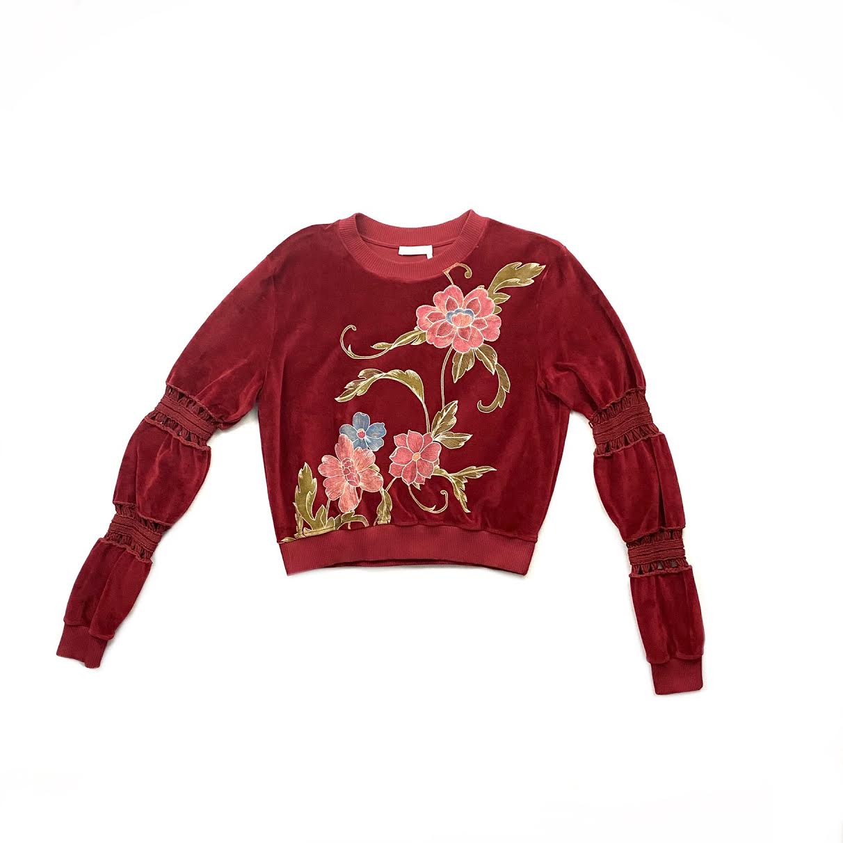 See By Chloé Velvet Long Sleeve Top - Size S