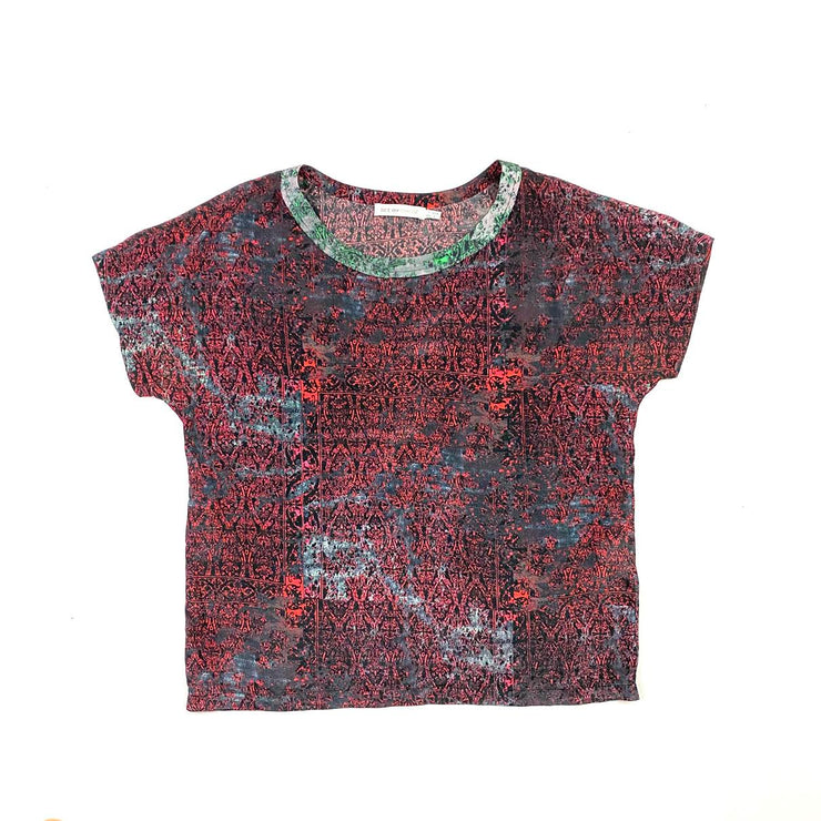 Red green See by Chloe silk t-shirt vintage design Consignment shop from runway with love