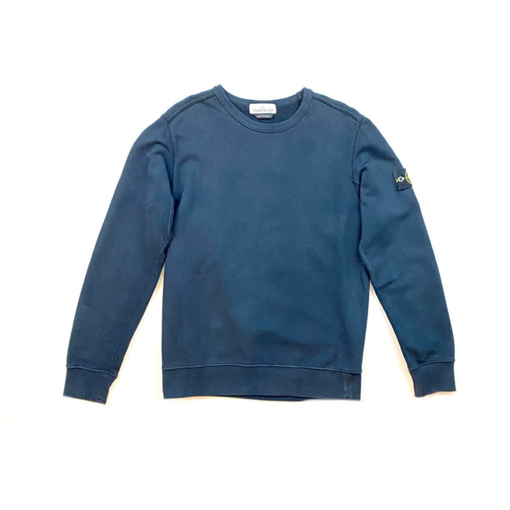 Stone Island Logo-Accented arm patch Sweatshirt Navy Blue Consignment Shop From Runway With Love