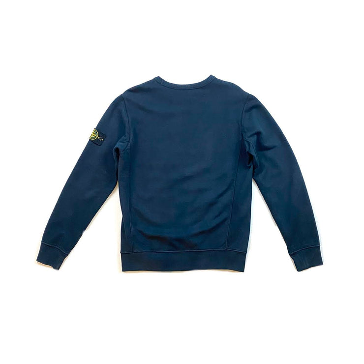 Stone Island Logo-Accented arm patch Sweatshirt Navy Blue Consignment Shop From Runway With Love