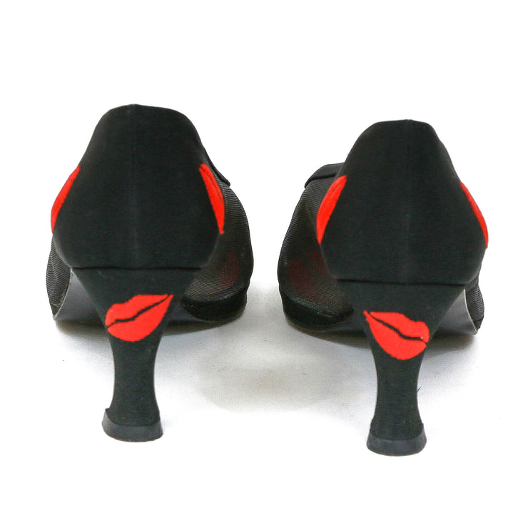 Stuart Weitzman Black Heels with Lips designer consignment cancer research charity donation