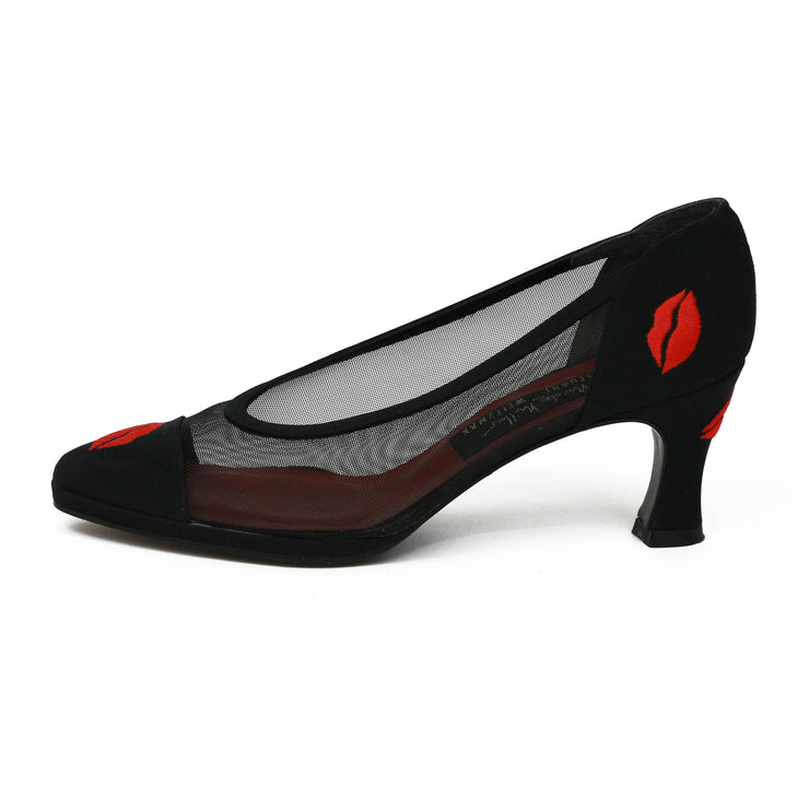 Stuart Weitzman Black Heels with Lips designer consignment cancer research charity donation