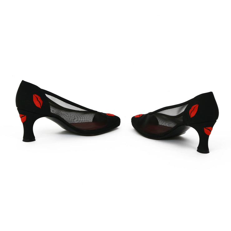 Stuart Weitzman Black Heels with Lips designer consignment cancer research charity donation