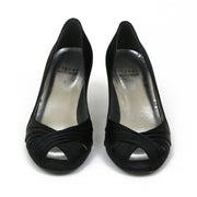 Stuart Weitzman Black Satin Heels designer consignment From Runway With Love Cancer research Charity donation
