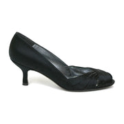 Stuart Weitzman Black Satin Heels designer consignment From Runway With Love Cancer research Charity donation