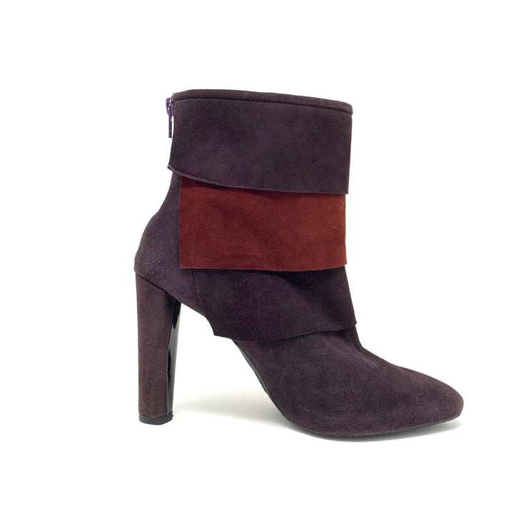  Stuart Weitzman Burgundy Red Layered Suede Ankle Boots Designer Consignment From Runway With Love