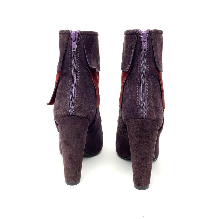  Stuart Weitzman Burgundy Red Layered Suede Ankle Boots Designer Consignment From Runway With Love