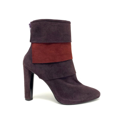  Stuart Weitzman Burgundy Red Layered Suede Ankle Boots Designer Consignment From Runway With Love