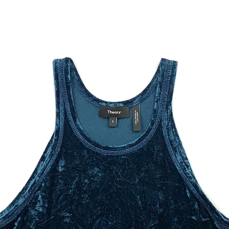 Theory blue velvet sleeveless top Consignment shop from runway with love