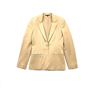 Theory Notch-Lapel Cotton Blazer Beige Consignment Shop From Runway With Love