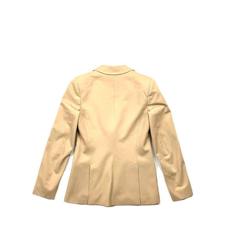 Theory Notch-Lapel Cotton Blazer Beige Consignment Shop From Runway With Love